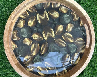 Earth Nest Creation Leaf Print Garden Resin Print Tray (12 Inch)