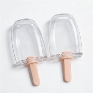Genomskinlig glassform för gör-det-själv-squishy-leksaker - genomskinligt glassformat skal med pinne, återanvändbart rodnande rosa handtag, tomt ytterhölje
