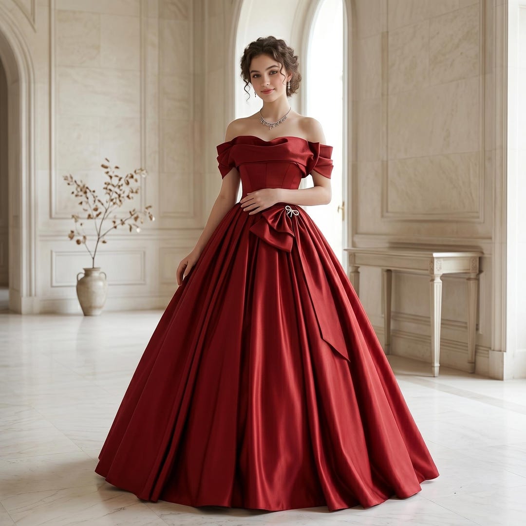 Vintage Dark Red Ball Gown Junior Pageant Dress Soft Satin Mother of ...