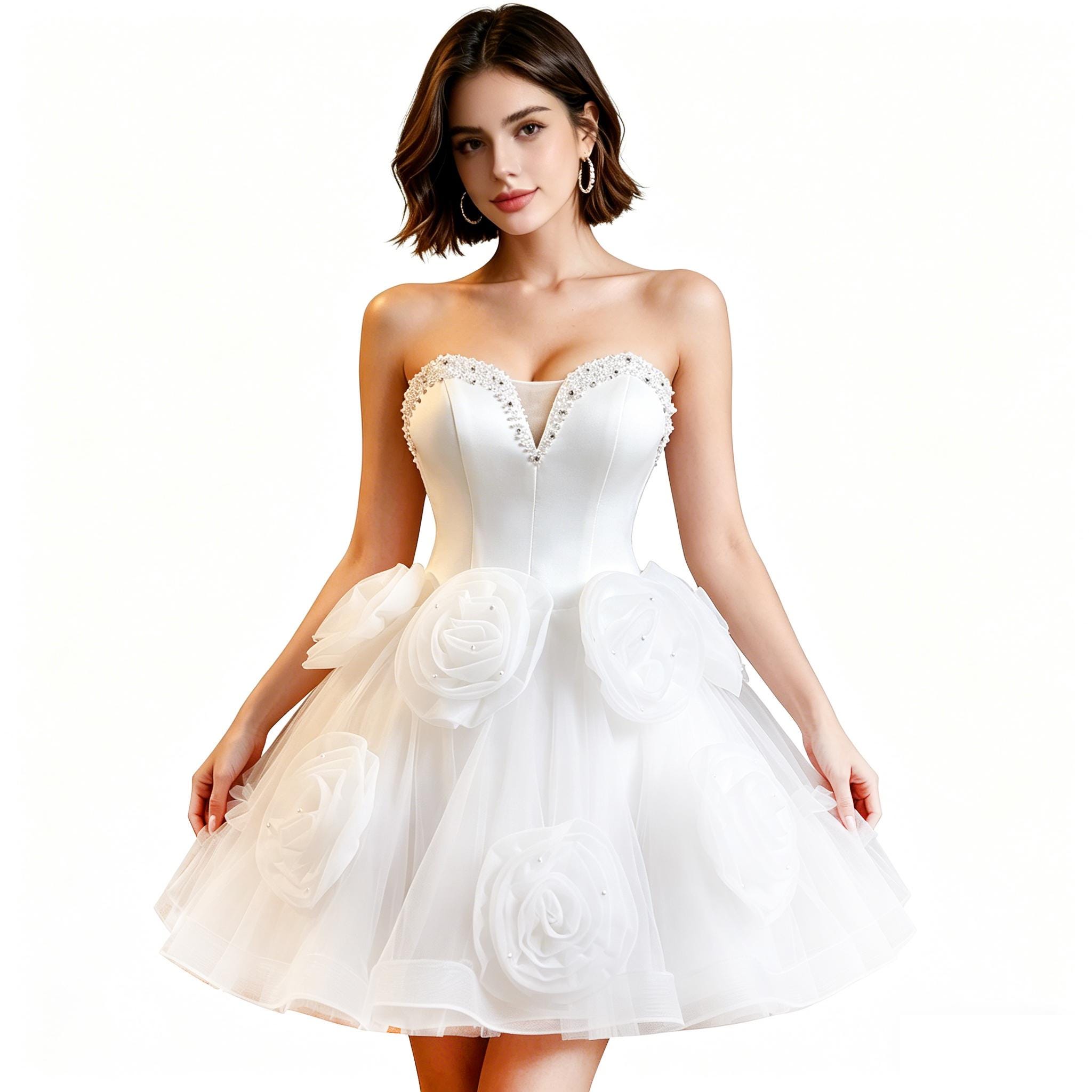 short white beaded prom dress WEDTREND Women Sparkly White Short Homecoming Dress with Tassel Bodycon  Lace-Up Back Beaded Cocktail Dress