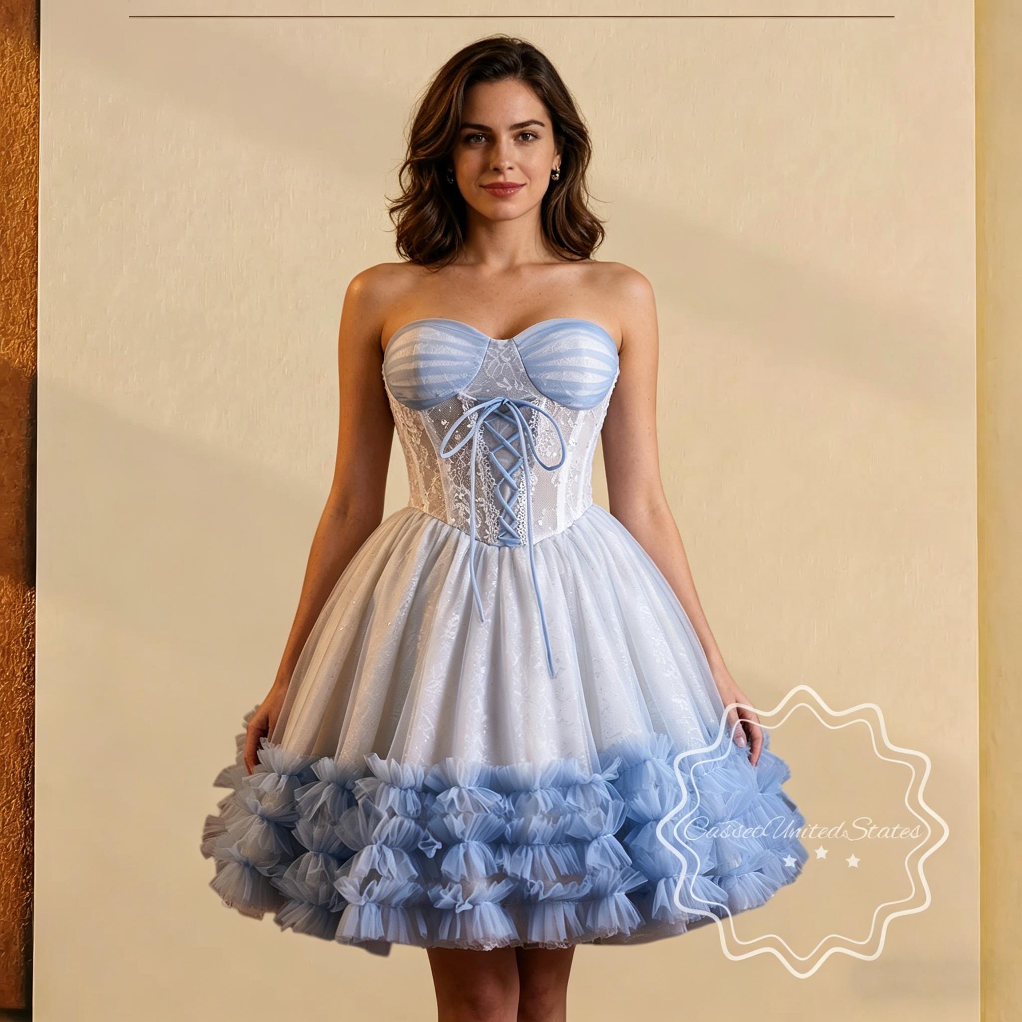 Light Blue Strapless Gown - Etsy