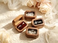 Custom Wooden Ring Bearer Box, Personalized Walnut Wedding Ring Box, Engraved Double Ring Box, Proposal Ring Holder