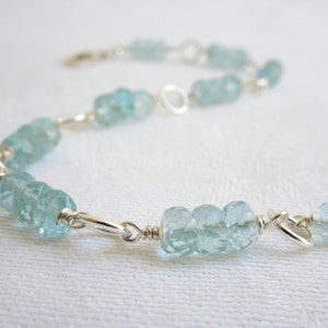 Aquamarine Gemstone Bracelet: Aquamarines, Sterling Silver, March Birthstone, Birthstone Bracelet image 2