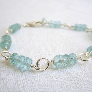 Aquamarine Gemstone Bracelet: Aquamarines, Sterling Silver, March Birthstone, Birthstone Bracelet image 3