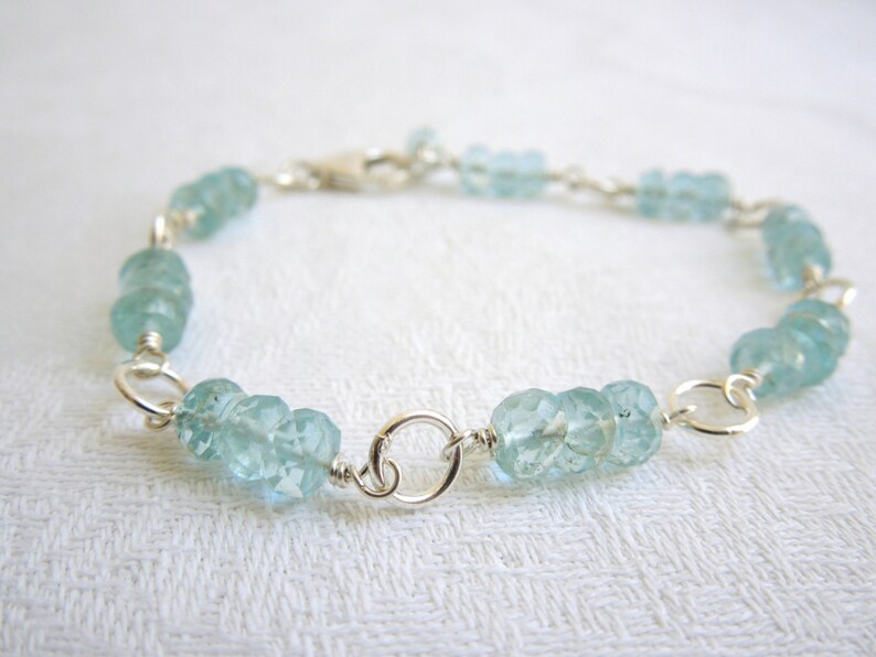 Aquamarine Gemstone Bracelet: Aquamarines, Sterling Silver, March Birthstone, Birthstone Bracelet image 3