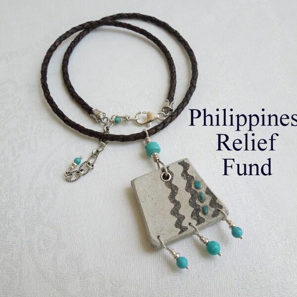 Philippines Relief Fund: Ancestor's Sky Necklace- Anasazi Pottery- Turquoise- OOAK- Statement Necklace- Native American Pottery