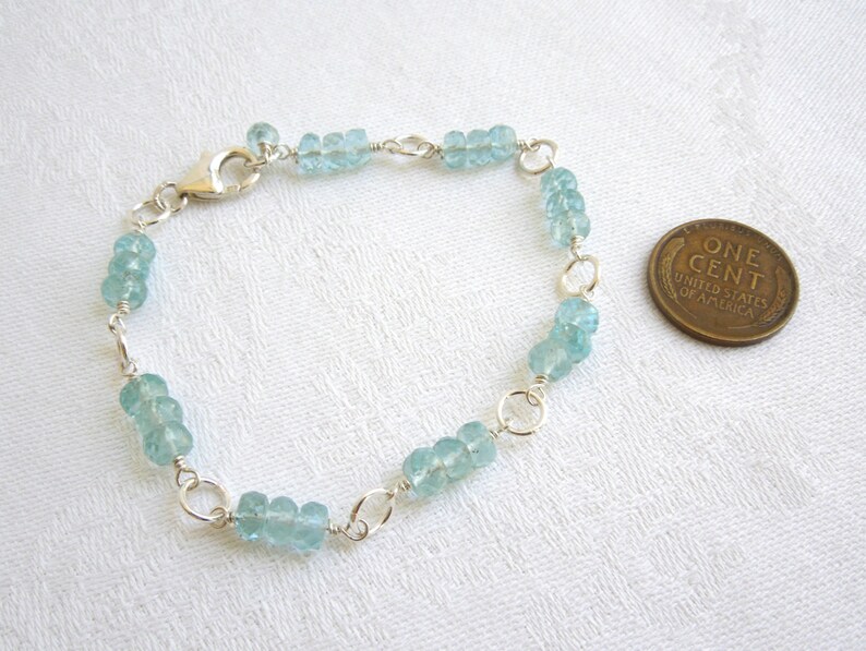 Aquamarine Gemstone Bracelet: Aquamarines, Sterling Silver, March Birthstone, Birthstone Bracelet image 4