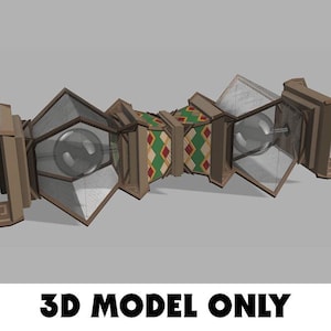 May include: A 3D model of a decorative object with geometric shapes and a central section with a diamond pattern in green, red, and gold. The object has a brown and gray color scheme, with a spherical element visible within the design. Text at the bottom reads "3D MODEL ONLY."