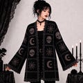 Gothic Crochet Pattern, Skull & Crescent Moon Granny Square Cardigan, Witchy Spiderweb Cardigan PDF for Alt Fashion
