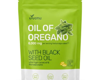 Oil of Oregano with Black Seed Oil, Balanced Oil of Oregano Capsules, Organic OreganoOil Softgels, with Carvacrol,Thymoquinone, Non-GMO