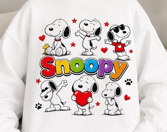 Schattige Snoopy SVG PNG, Snoopy hond sublimatieontwerp voor T-shirts, cartoon hond shirt afbeelding, puppy liefde hartje clipart, Cricut digitale download
