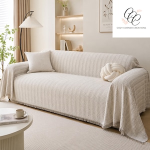 Custom - Luxury Herringbone Chenille Sofa Cover Throw