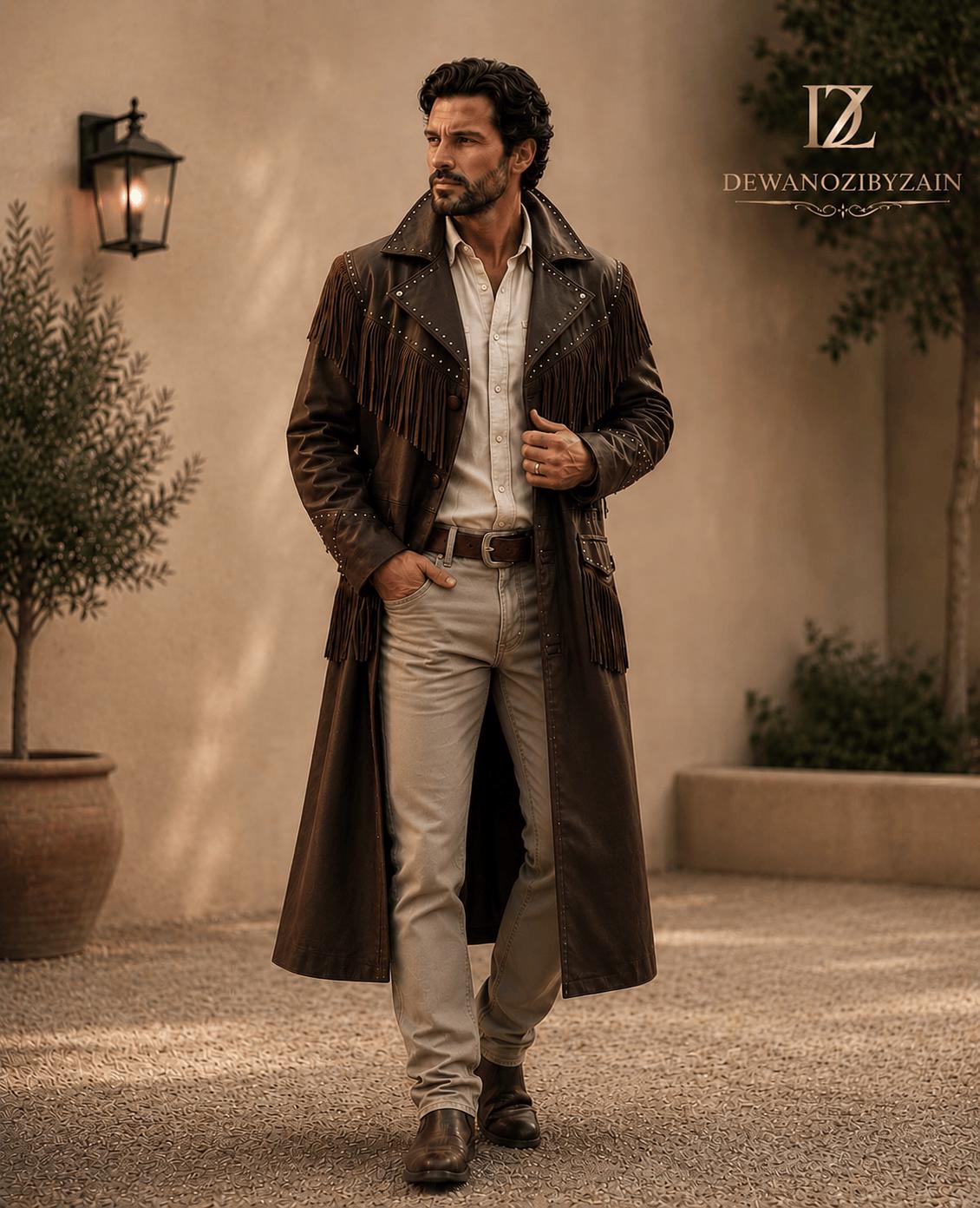 Leather Long Jacket With Studs - Etsy