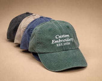 Personalised Embroidered Unisex Cap, Custom Front/Back Text Cap, Best Man Hat, Monogram Baseball Cap, Wedding Party & Business Event Gift