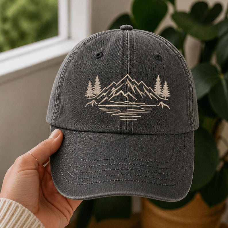 Stay Wild Embroidered Hat, Mountain Pine Tree Baseball Cap, Outdor Adventure Hat, Nature Lover Vintage Cap, Hiking Camping Bachelorette Gift image 13