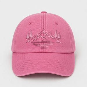 Stay Wild Embroidered Hat, Mountain Pine Tree Baseball Cap, Outdor Adventure Hat, Nature Lover Vintage Cap, Hiking Camping Bachelorette Gift Vintage Dusty Pink