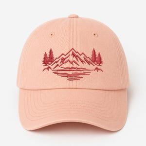 Stay Wild Embroidered Hat, Mountain Pine Tree Baseball Cap, Outdor Adventure Hat, Nature Lover Vintage Cap, Hiking Camping Bachelorette Gift Vintage Peach