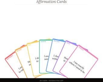 Daily Affirmation Cards Digital Download | 20 Self Love Cards + Interactive App | Healing | Mental Health | Printable PDF | Instant Access