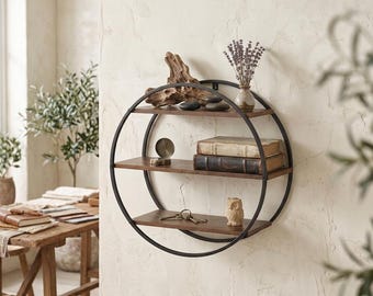 Unique Round Floating Wall Shelf, 3 Tier Circle Shelf,  Unique Floating Shelf for Wall Decor