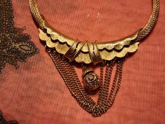 Beautiful Vintage Gold Tone Necklace/Choker Mesh … - image 1