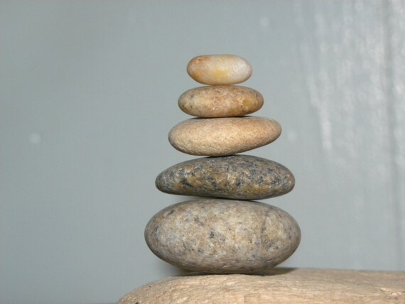 Natural Beach Stone Stack 5 Ocean Rocks Zen Garden Sculpture