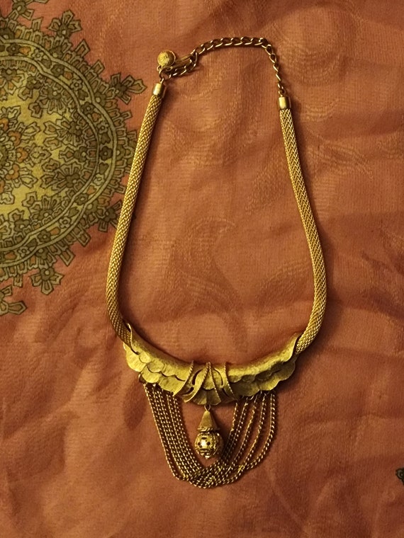 Beautiful Vintage Gold Tone Necklace/Choker Mesh … - image 8