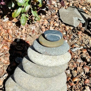 Large Stone Stack 7 Natural Ocean and River Rocks Memorial Stones Garden Art Zen Garden Sculpture Birdbath Fountain Meditation Gift Peace  *