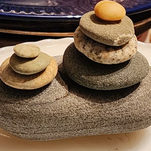 Unique Set of Beach Stones 8 Natural Ocean Rocks Zen Stone Stack Zen Garden Sculpture Spa Meditation Home Decor Nature Gift Birdbath Peace *