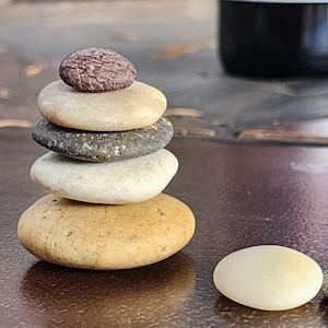 Small Beautiful Set of Beach Stones 7 Natural Ocean Rocks Zen Garden Sculpture Beach Home Decor Spa Meditation Gift