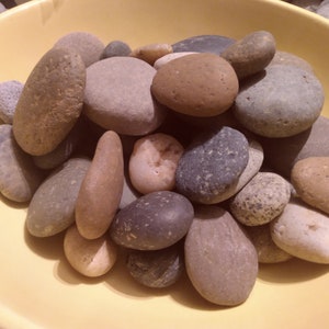 50 Medium Almost Round and Oval Beach Stones Chunky Smooth Garden Terrarium Rock Crafts Mosaic Jewelry Stacking Balance Peace Sea Spa Decor*