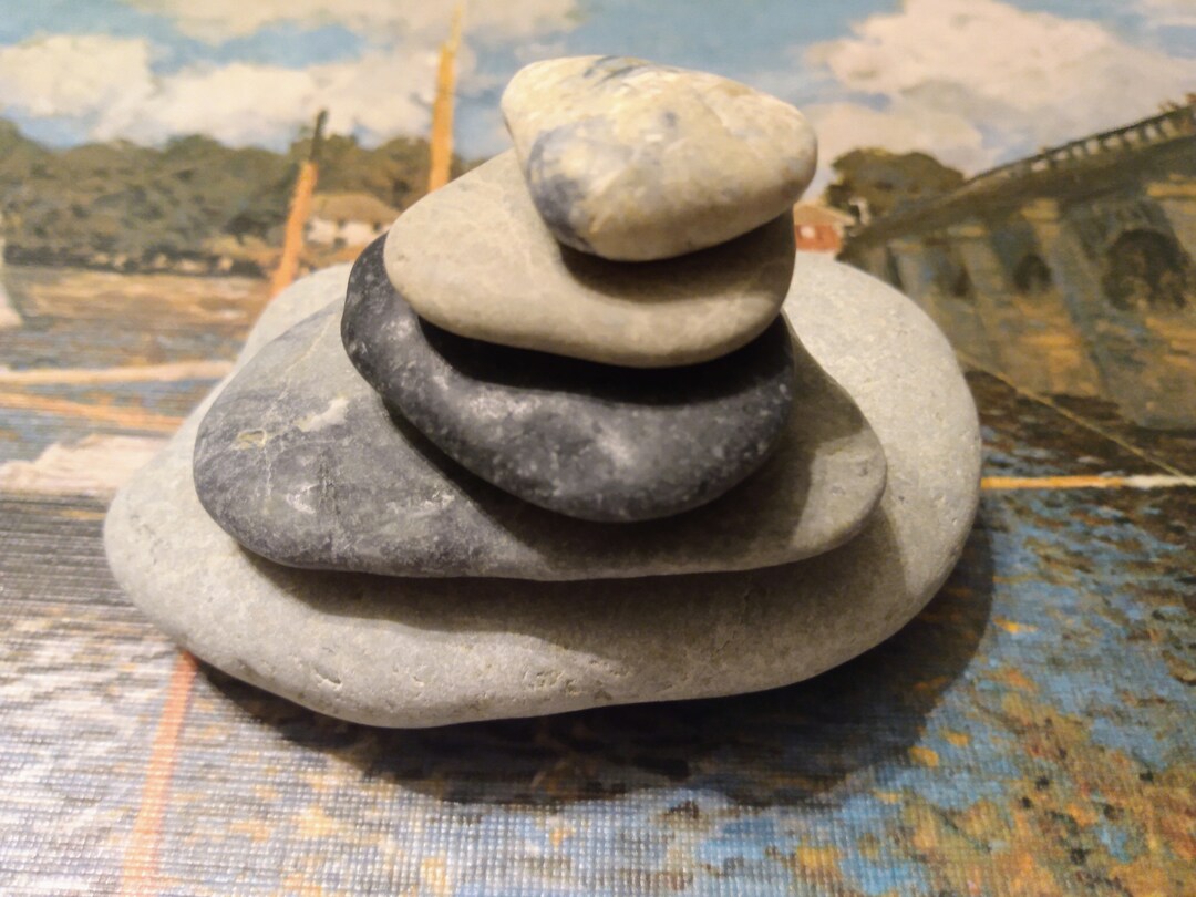 Beach Rocks Triangle Beautiful Beach Stone Stack 5 Natural Ocean Rocks Smooth Triangles Zen ...
