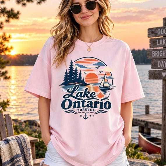 Lake Ontario Forever Shirt, Vintage Lake Tee, Great Lakes Sailing T-Shirt, Ontario Canada Shirt, Lake Life Travel Gift