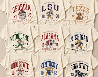 Custom Vintage College Shirt, Personalized Varsity Mascot Tee, Retro University Game Day T-Shirt, School Spirit Football Gift