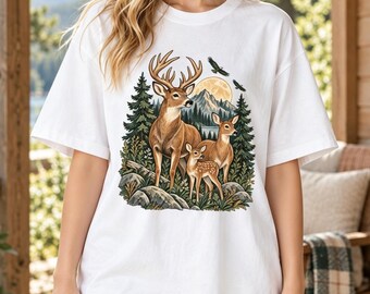 Comfort Colors Vintage Deer Shirt, Woodland Hunting Tee, Retro Buck Graphic T-Shirt, Country Western Outdoor Shirt, Hunter Gift