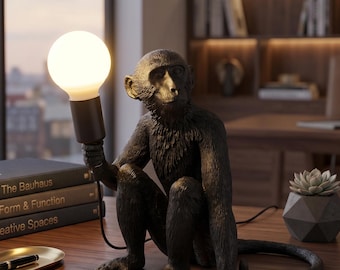 Artistic Monkey Table Lamp, Modern Ape Sculpture, Ambient Lighting Accent