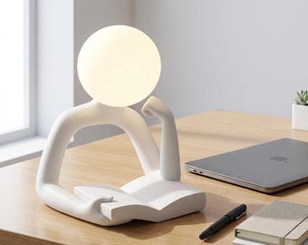 Ledlamp leesfiguur, modern minimalistisch bureauaccessoire, artistiek kantoordecor