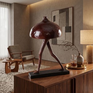 Abstract Walking Sculpture, Modern Artistic Figurine, Minimalist Console Table Accent