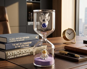 Astronomisch zandloperdecor, planeetzandloper, ruimtebureauornament, hemels kantoordecor