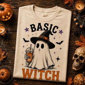 Enkel häxa Halloween-tröja, söt spökhäxa-tröja, läskig säsong-t-shirt, rolig höst-Halloween-gåva