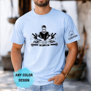 DJ Sonnenbrillen Mixer Shirt Personalisierte benutzerdefinierte Name Hülse, coole DJ T-Shirt Männer Geschenk, Musik Festival T-Shirt DJ Bühnenleben jede Farbe