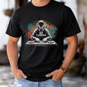 DJ Shirt Custom DJ Name T-Shirt, Personalized Dj Gift Tee, Retro Graffiti DJ Graphic Shirt, Music Producer Gift, Dj Turntable Tee