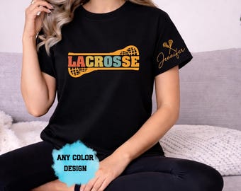 T-shirt rétro de crosse personnalisé, nom personnalisé, t-shirt coloré laxiste pour le jour du match, cadeau du jour de la compétition esprit d'équipe, maman laxiste