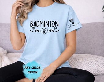 Nom personnalisé de t-shirt de maman de badminton, t-shirt de jour de match de maman de sports fiers, cadeau de jour de concurrence d'esprit d'équipe, maman de volant