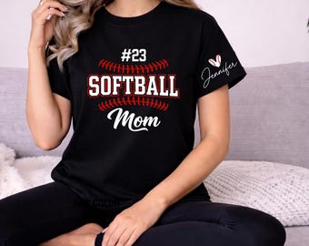 T-shirt de maman de softball personnalisé avec prénom, t-shirt maman sportive le jour du match, cadeau esprit d'équipe, chemise le jour de la compétition