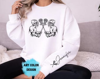 Sweat-shirt à capuche face à la crosse personnalisé, nom personnalisé, col rond pour le match des joueurs laxistes, cadeau pour le jour de la compétition pour l'esprit d'équipe