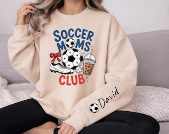 Felpa con cappuccio personalizzata per mamme di calcio, con nome a scelta, divertente felpa girocollo per mamme di calcio, regalo per la competizione e lo spirito di squadra.