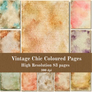 Vintage Chic Colored Journal Pages, Distressed Grunge Scrapbook Backgrounds