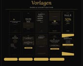 10 Instagram Story Vorlagen | Dark & Luxury | Schwarz Gold | Content Creator | Canva kompatibel | Sofort Download | Premium Template