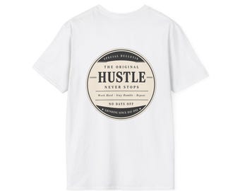 T-shirt met logo-badge | The Original Hustle stopt nooit
