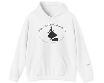 Wie zegt dat ik ouderwets ben? Retro jaren 50 dameshoodie – vintage silhouet grafisch sweatshirt"